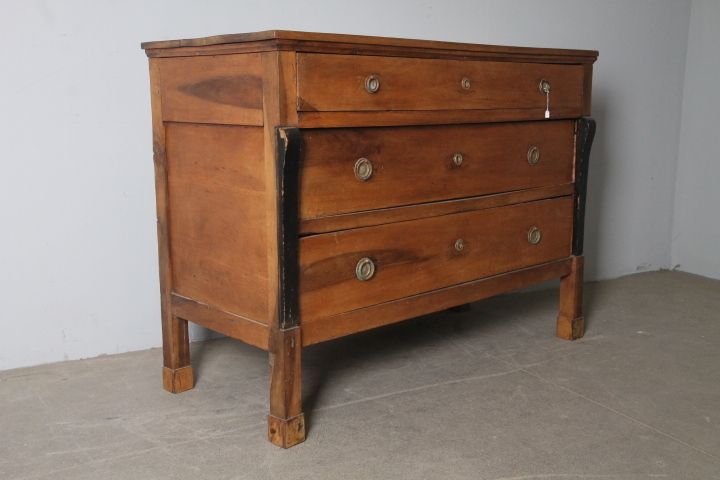Ancient Chest Of Drawers Empire Chest Of Drawers From The Early 1800s In Solid Emilia Walnut. L Cm 133 X 57 photo vintage