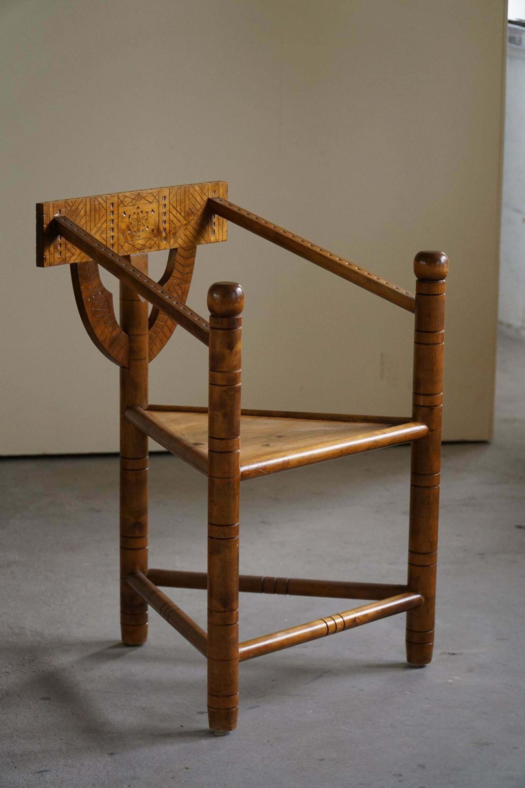 Set Of 6 Swedish Monk Chairs With Bouclé Seats, Wabi Sabi, Early 20th Century photo buy