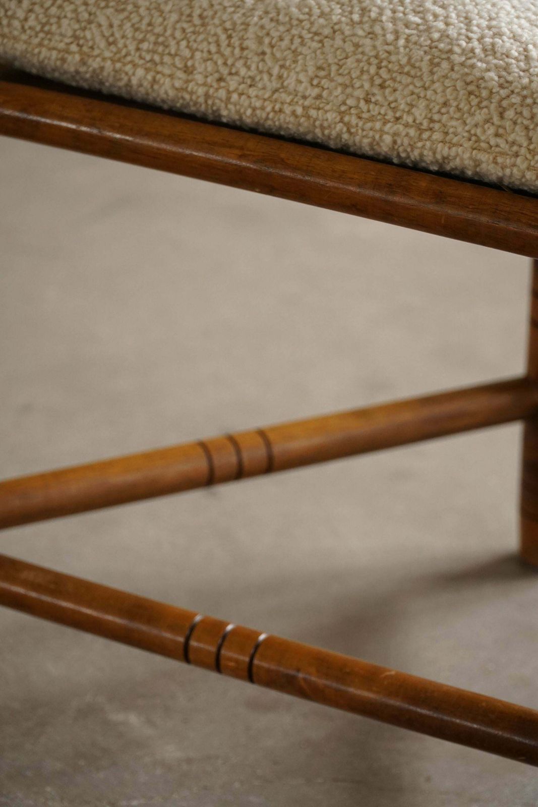 5163.0 Set Of 6 Swedish Monk Chairs With Bouclé Seats, Wabi Sabi, Early 20th Century photo