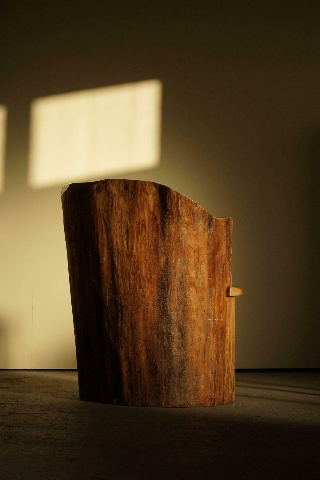 Furniture Sculptural Carved Wabi Sabi Brutalist Stump Chair In Solid Pine, Swedish, 1968 photo