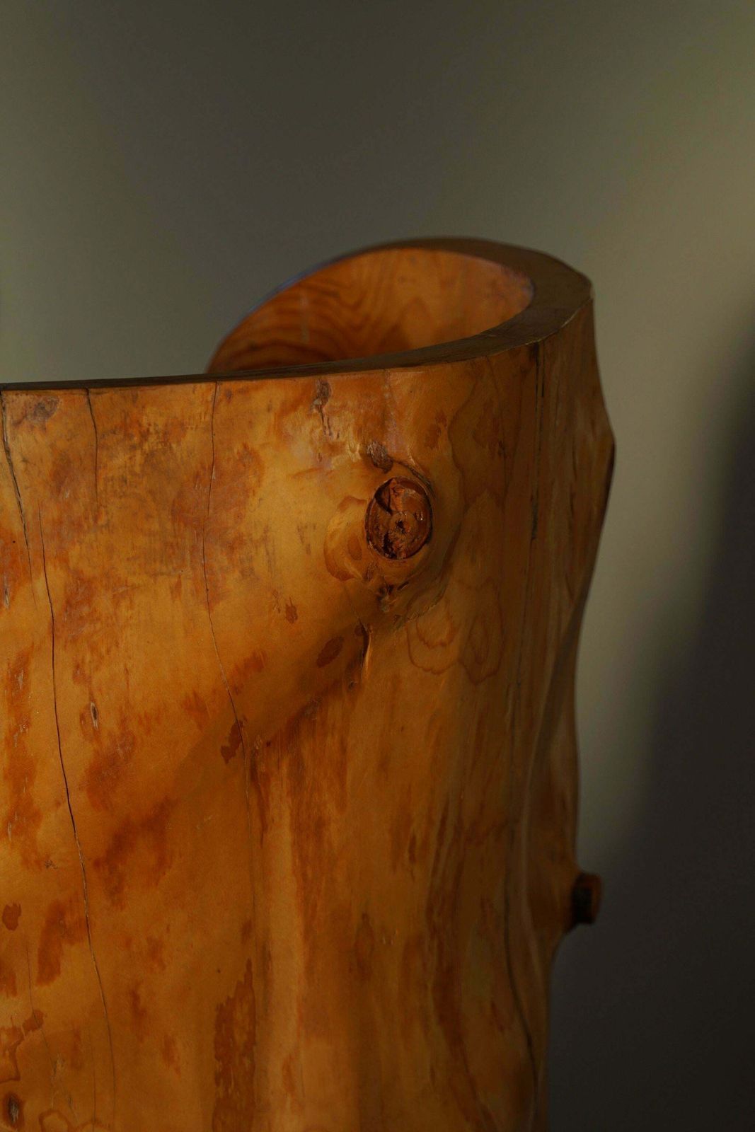 Sculptural Carved Wabi Sabi Brutalist Stump Chair In Solid Pine, Swedish, 1960s photo vinterior