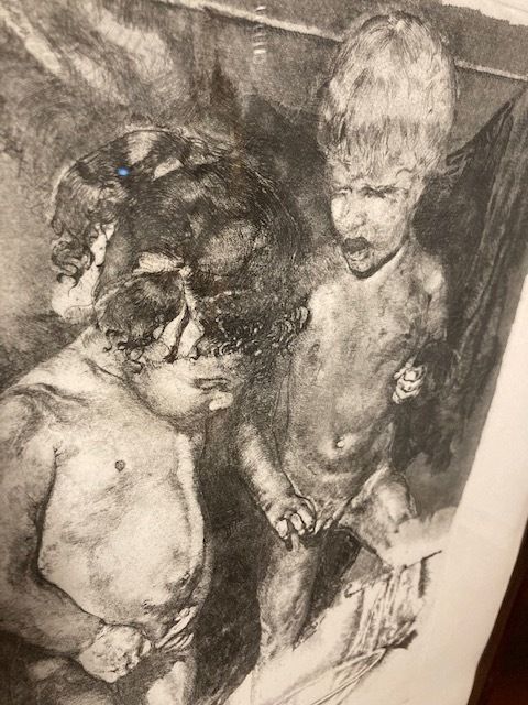 Etching Engraving Renzo Vespagnani (Rome 1924  2001) Children Size 73 X 53 photo for sale