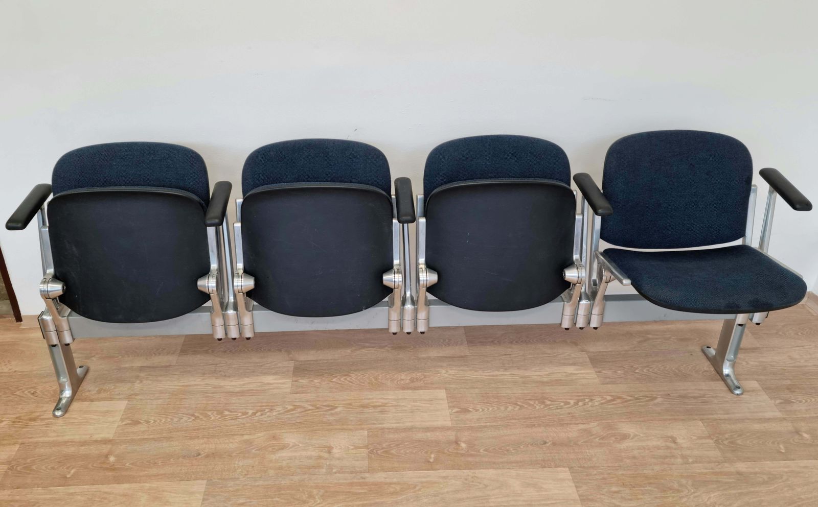 Midcentury Four Seat Bench Castelli, Axis 3000, Giancarlo Piretti, Italy, 1970s photo for sale