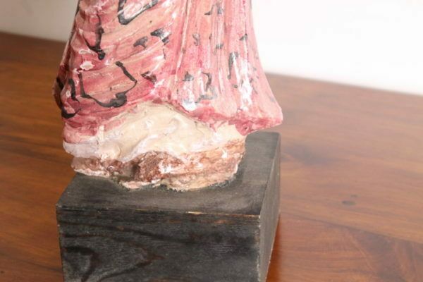 photo buy Ancient Virgin Sculpture In Polychrome Majolica From The 1950s, H 70 Cm. Signed Benini Faenza