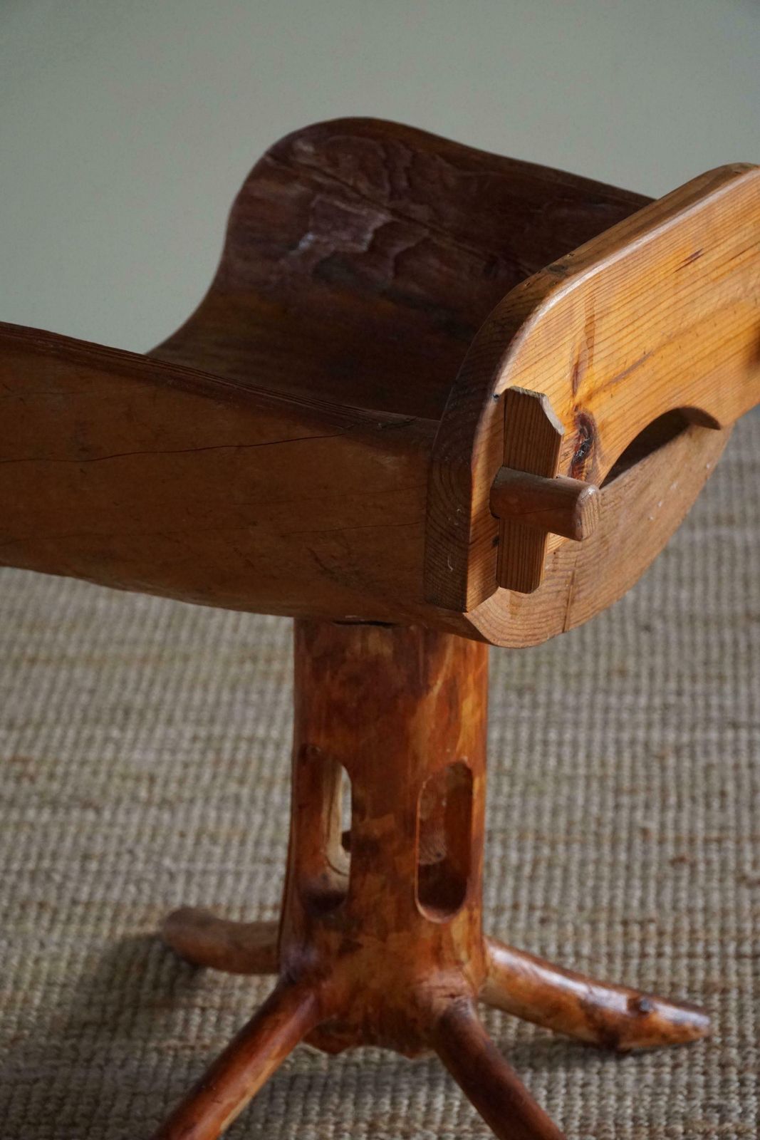 Sculptural Unique Stump Chair By Finnish Matti Martikka In Solid Pine, 1960s photo vintage