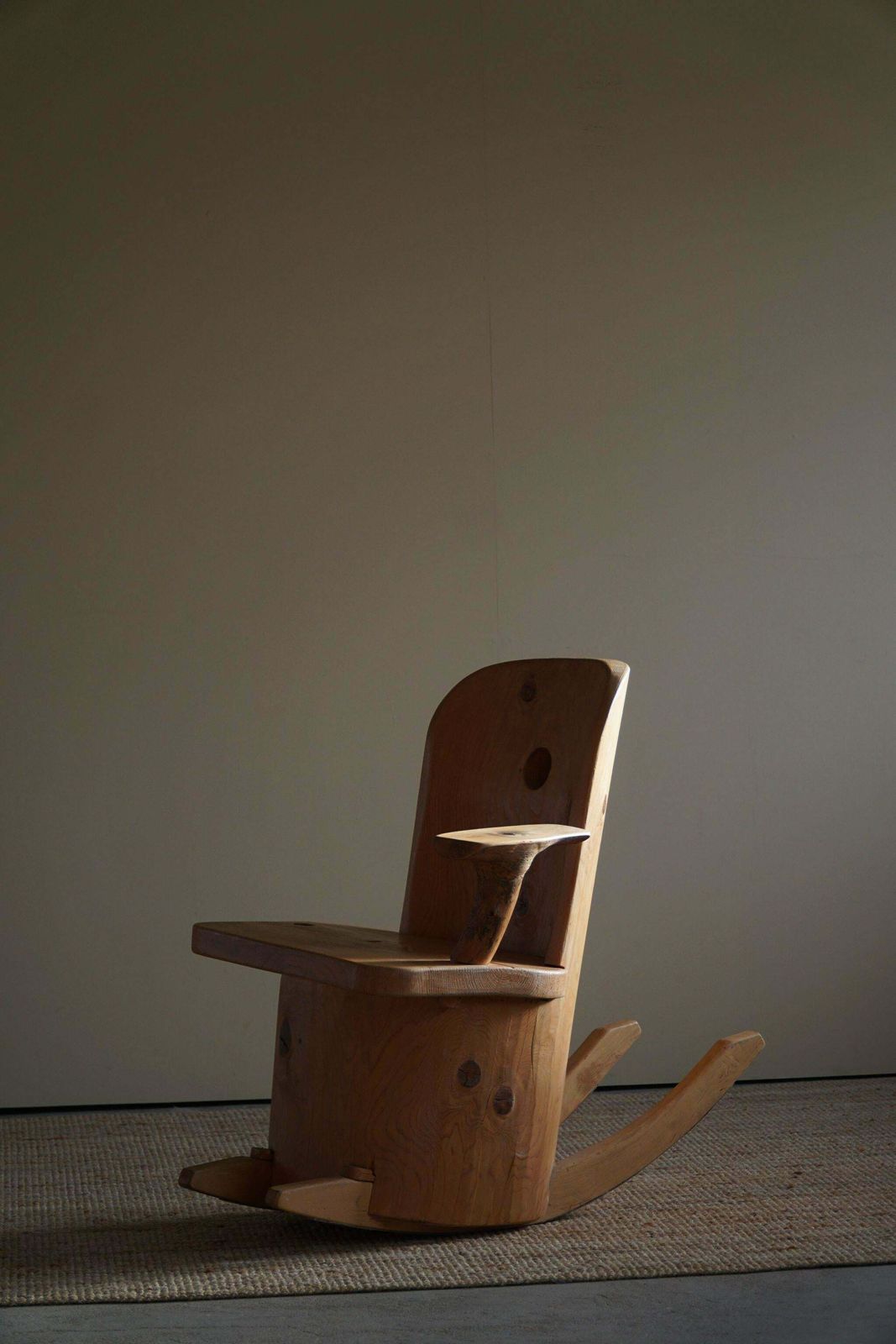 Sculptural Unique Rocking Chair By Finnish Matti Martikka In Solid Pine, 1960s photo Furniture