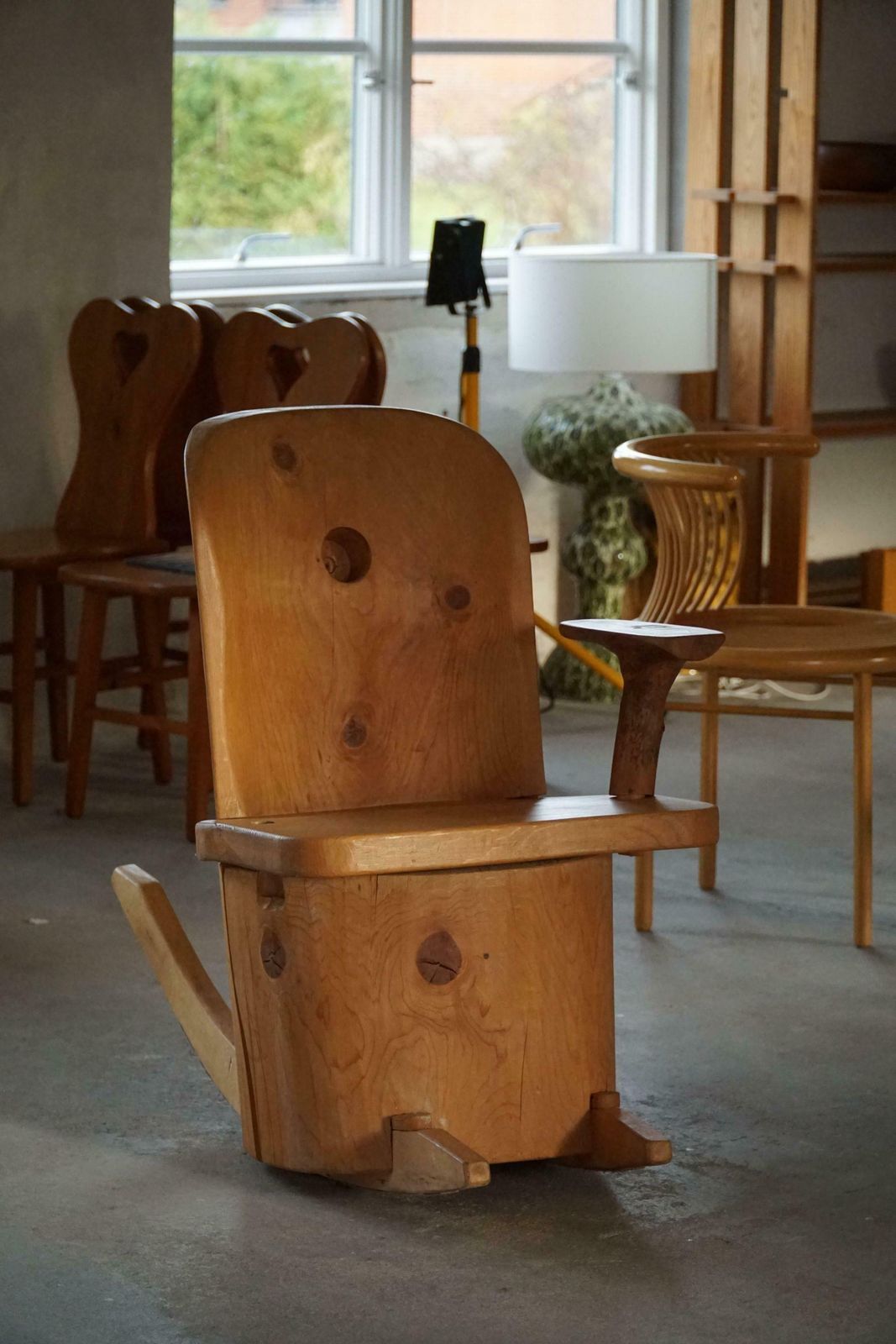 Sculptural Unique Rocking Chair By Finnish Matti Martikka In Solid Pine, 1960s photo 3080.0