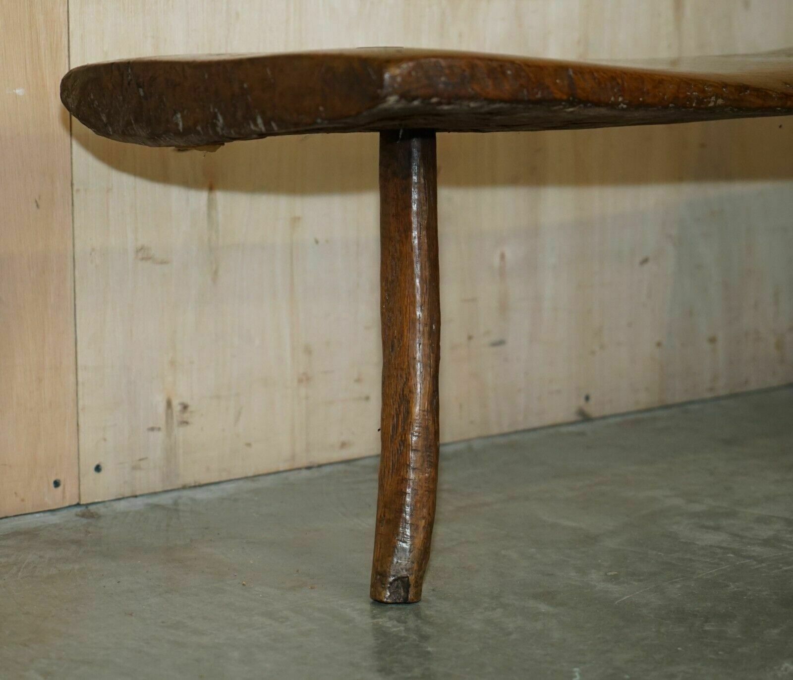 Primitive Antique 1740 Spanish 18th Century Three Legged Bench Or Coffee Table photo buy