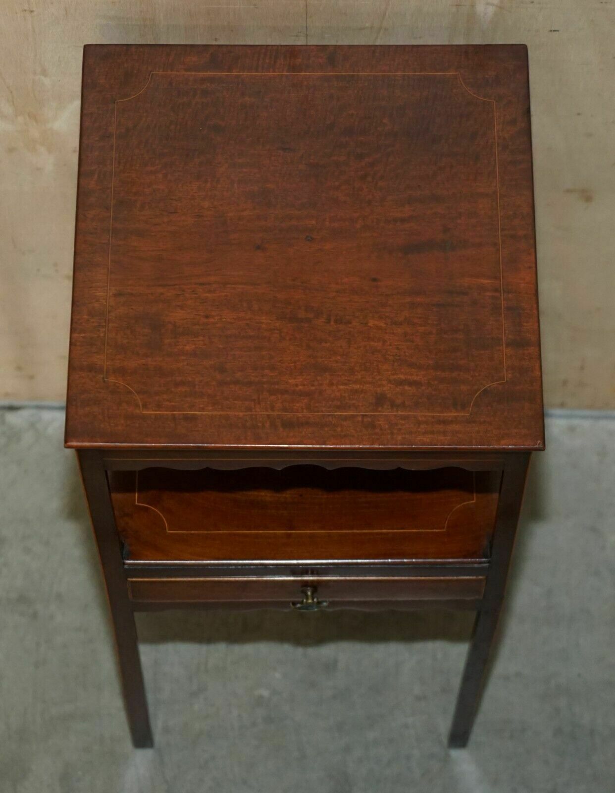 photo for sale Antique Victorian Mahogany Single Drawer Tall Lamp Twin Top Table Plants Etc