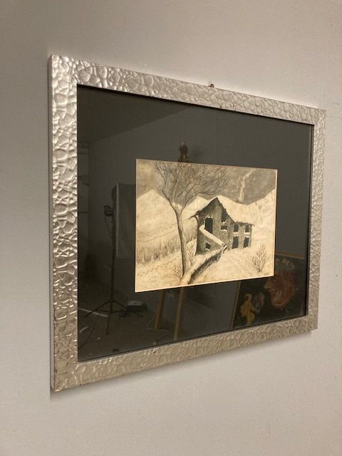 Ancient Painting From The End Of The 19th Century By Alessandro Castelli, House With Snow, Signed. photo vinterior