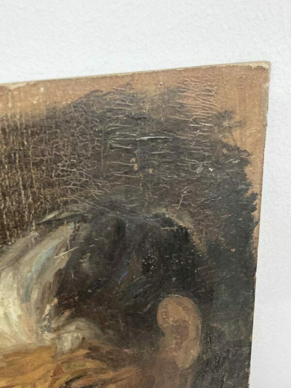 Ancient Painting "Anziana Pensante" On Hardboard First photo for sale