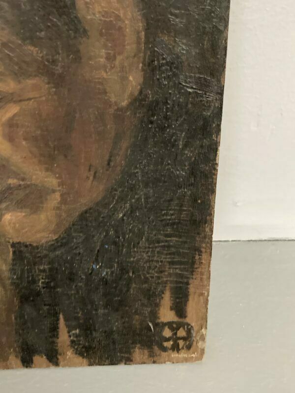 Ancient Painting "Anziana Pensante" On Hardboard First photo 162.24