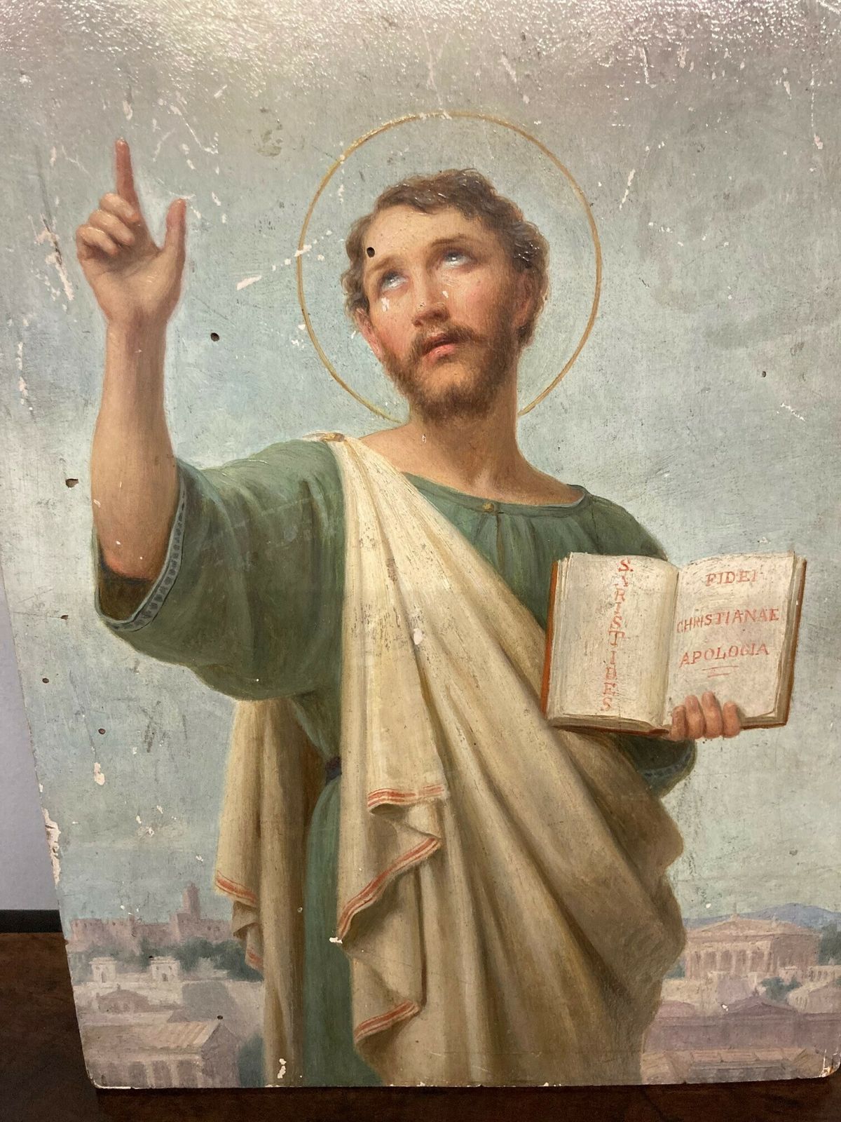 Ancient Icon Painting Of St  Aristide From The 18th Century Italian School photo furniture