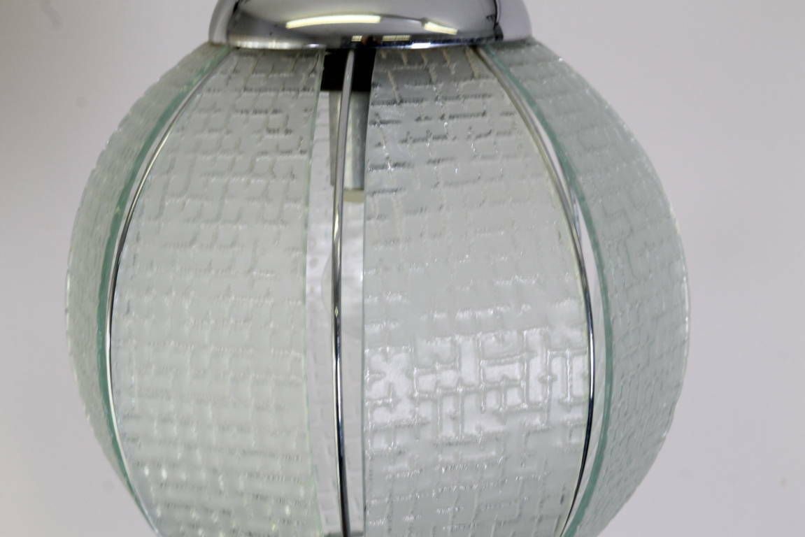 Lantern In Satin Glass And Modern Steel 1950. Chandelier Chandelier. Ok Vintage System photo Lighting