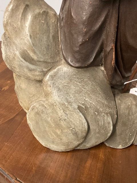 Ancient Statue Sculpture Of St Francesco Da Paola From The 18th Century Antique Polychrome Terracotta photo buy
