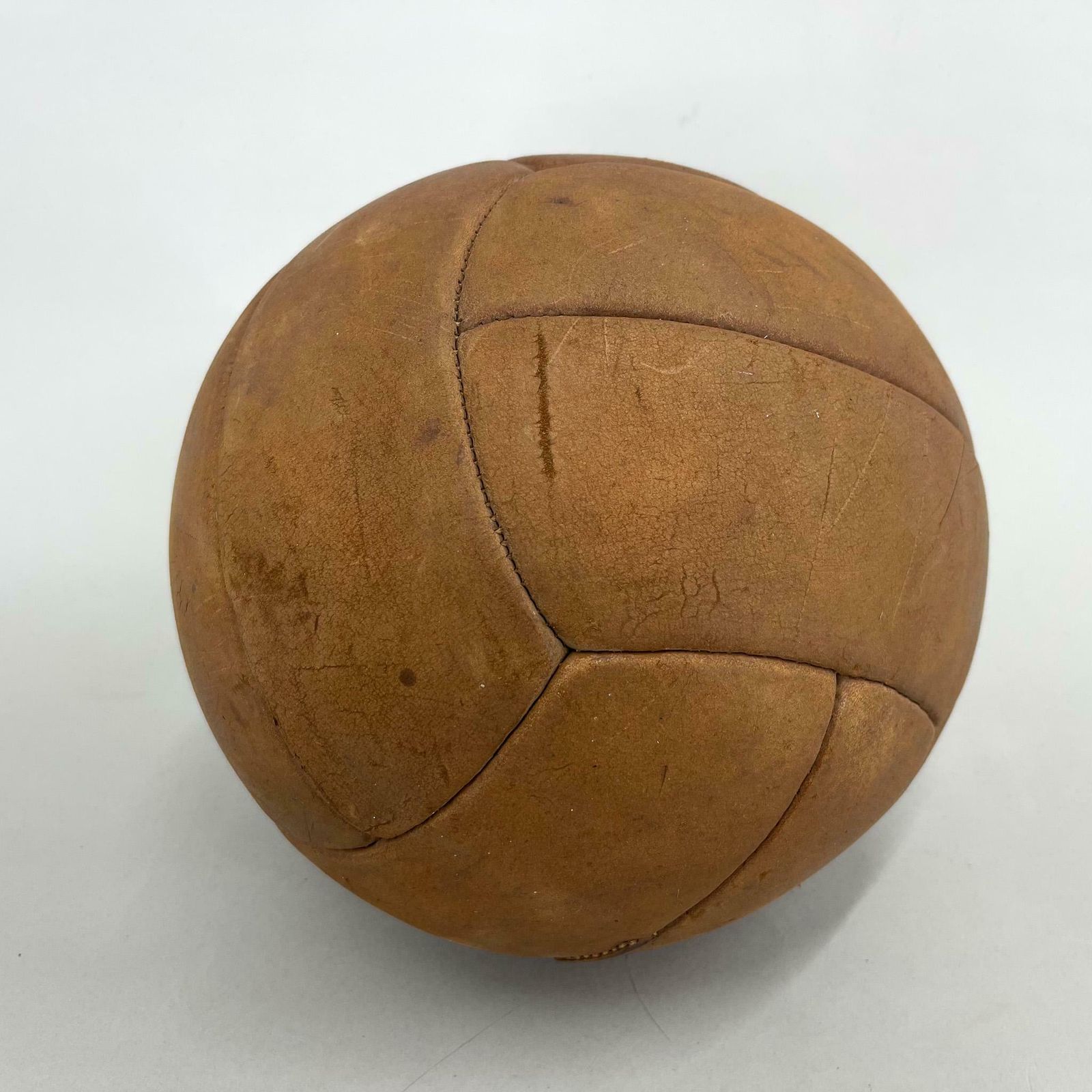Vintage Brown Leather Medicine Ball, 1930's photo 417.0