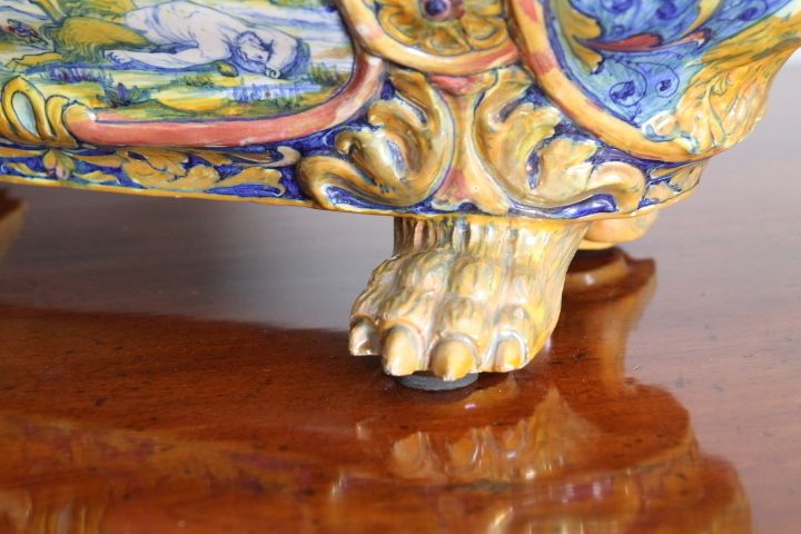 1081.6 Antique Centerpiece In Luster Ceramic Santarelli Gualdo Tadino 1920 photo