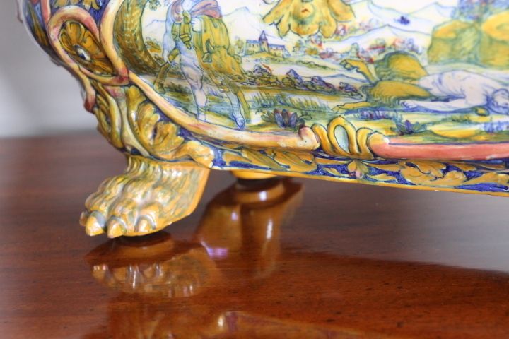 photo vinterior Antique Centerpiece In Luster Ceramic Santarelli Gualdo Tadino 1920