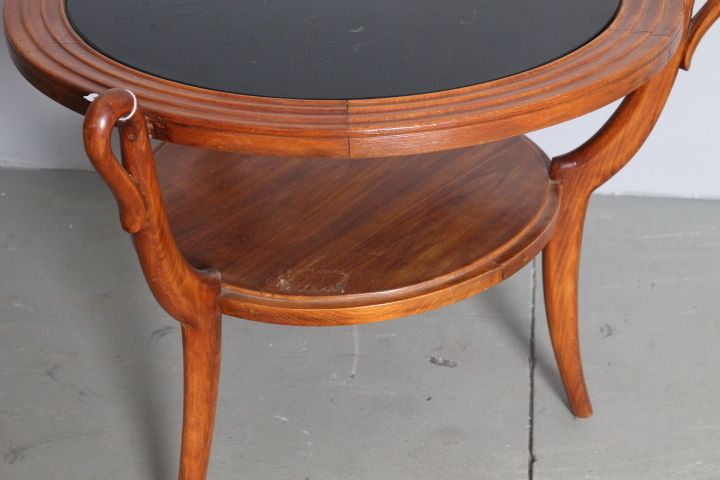 Paolo Buffa Coffee Table, Black Satin Glass Top. 50s Modern Unique Design photo 574.08