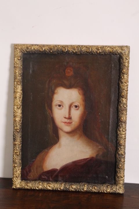 Ancient Lady Oil On Canvas From The 18th Century Tuscan School. Painted Antique photo Art