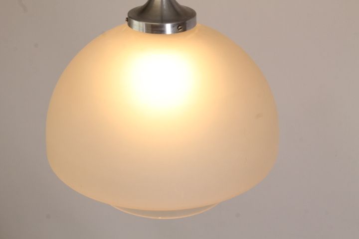 436.8 Pair Of Lamps From The 70s. Modern Design Steel And Glass Restored! Vintage photo