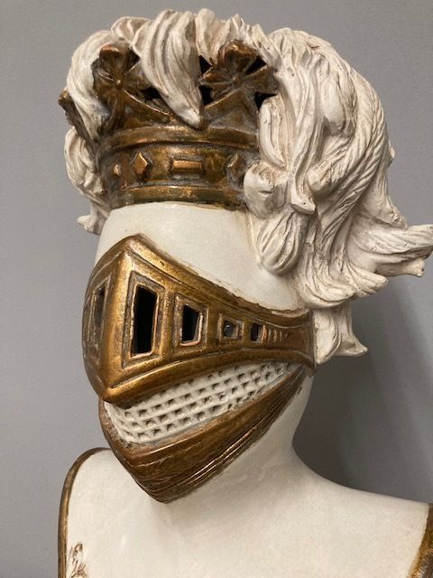 Ancient Ceramic Sculpture Of Knight's Armor With Base From The Early 1900s photo for sale