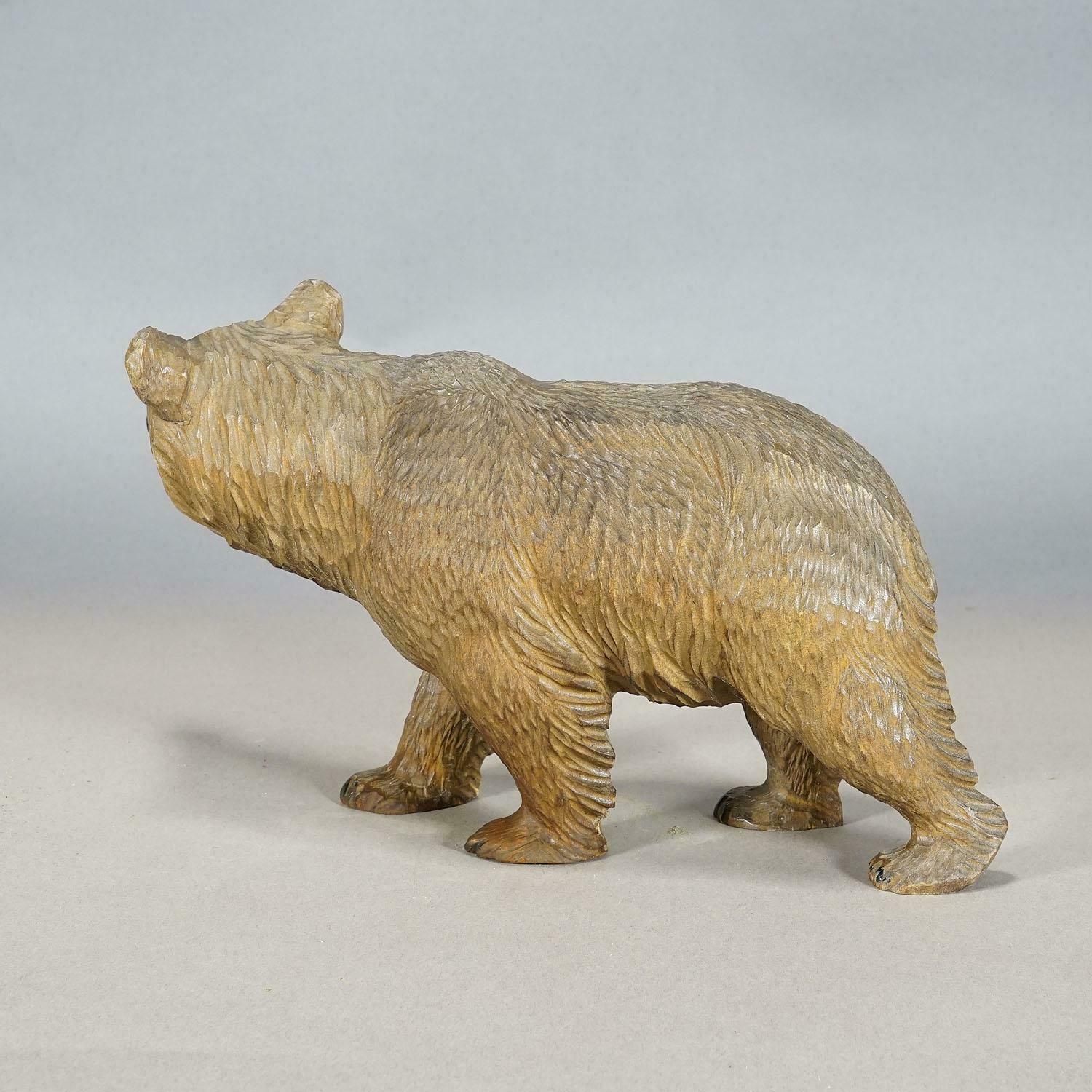 Vintage Wooden Walking Bear Handcarved In Brienz Ca. 1930s photo furniture