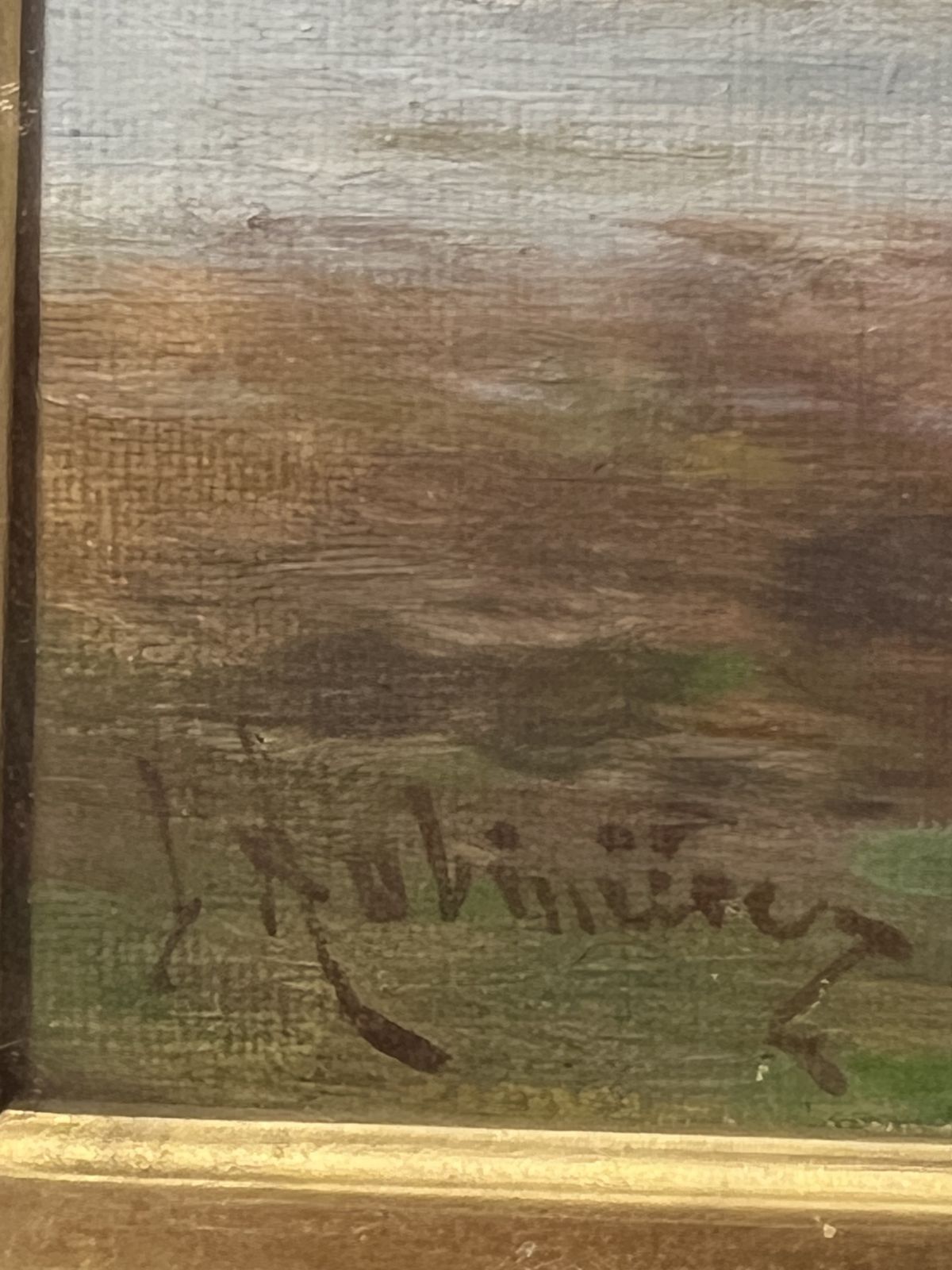 19th Century French School Impressionist Coastal Scene Signed In Ornate Gilt Wood Frame photo 1650.0