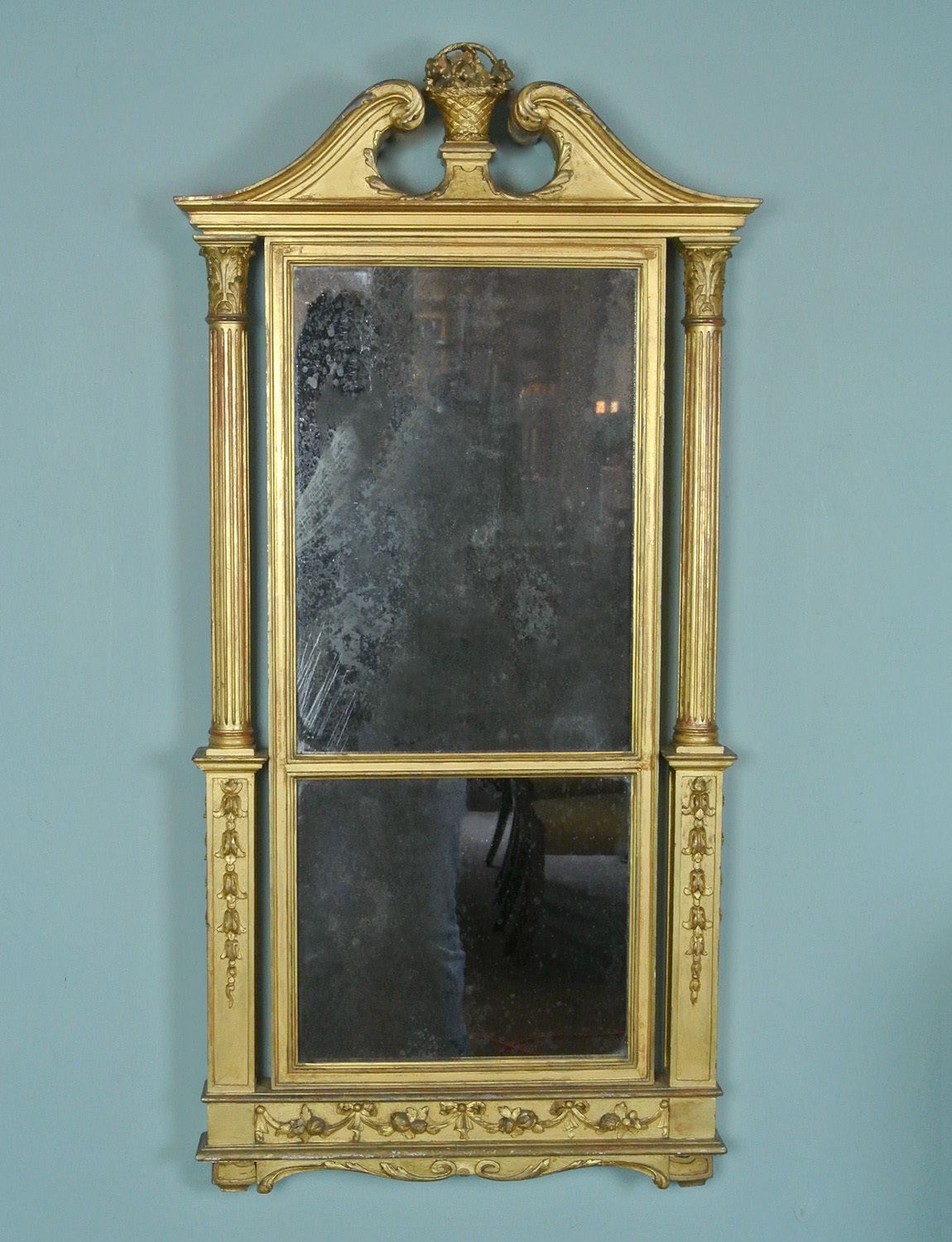 Superb Large George III Giltwood Neoclassical Pier Glass With Original Plate C. 1785