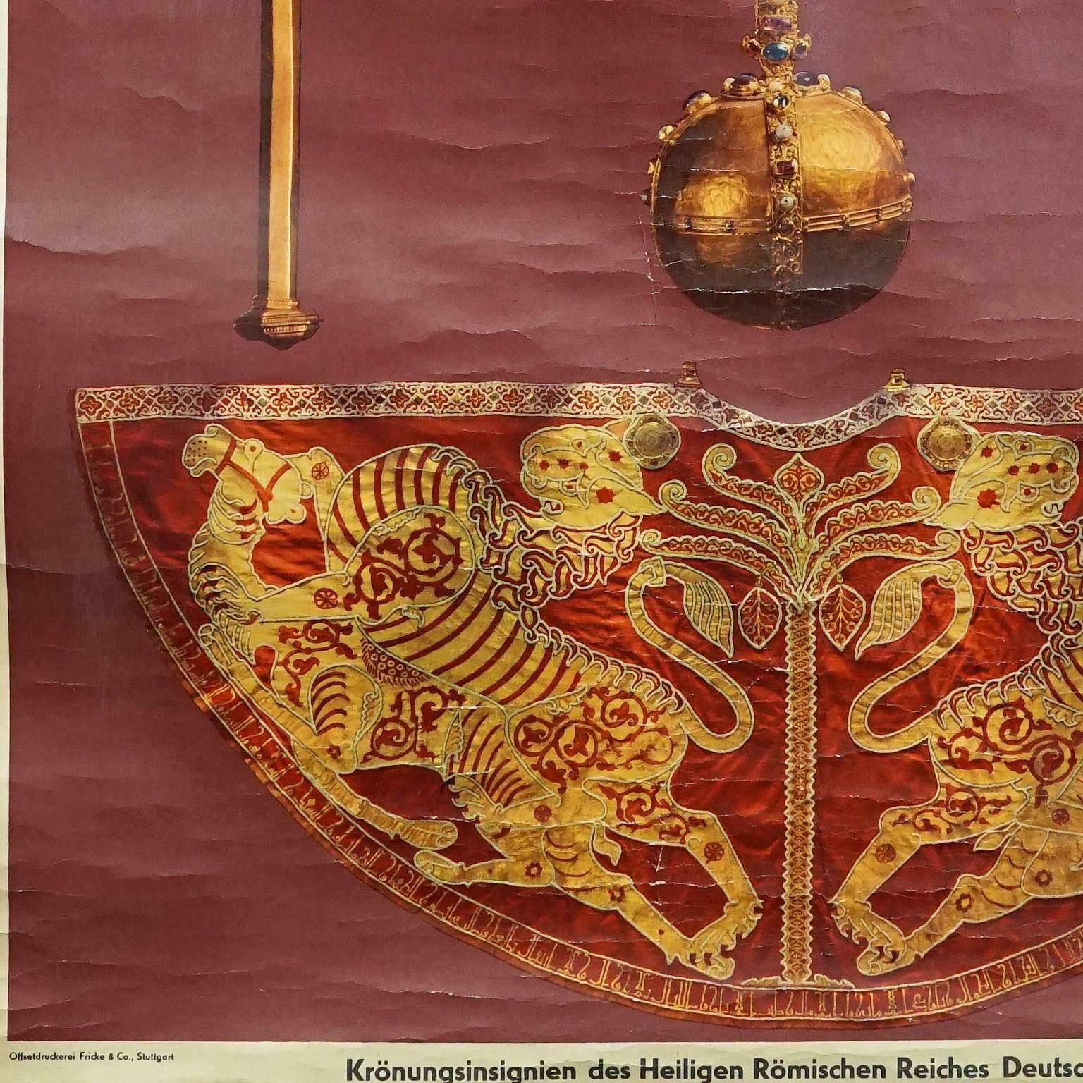 Vintage Mural Wall Chart Coronation Insignia Holy Roman Empire German Nation photo Art