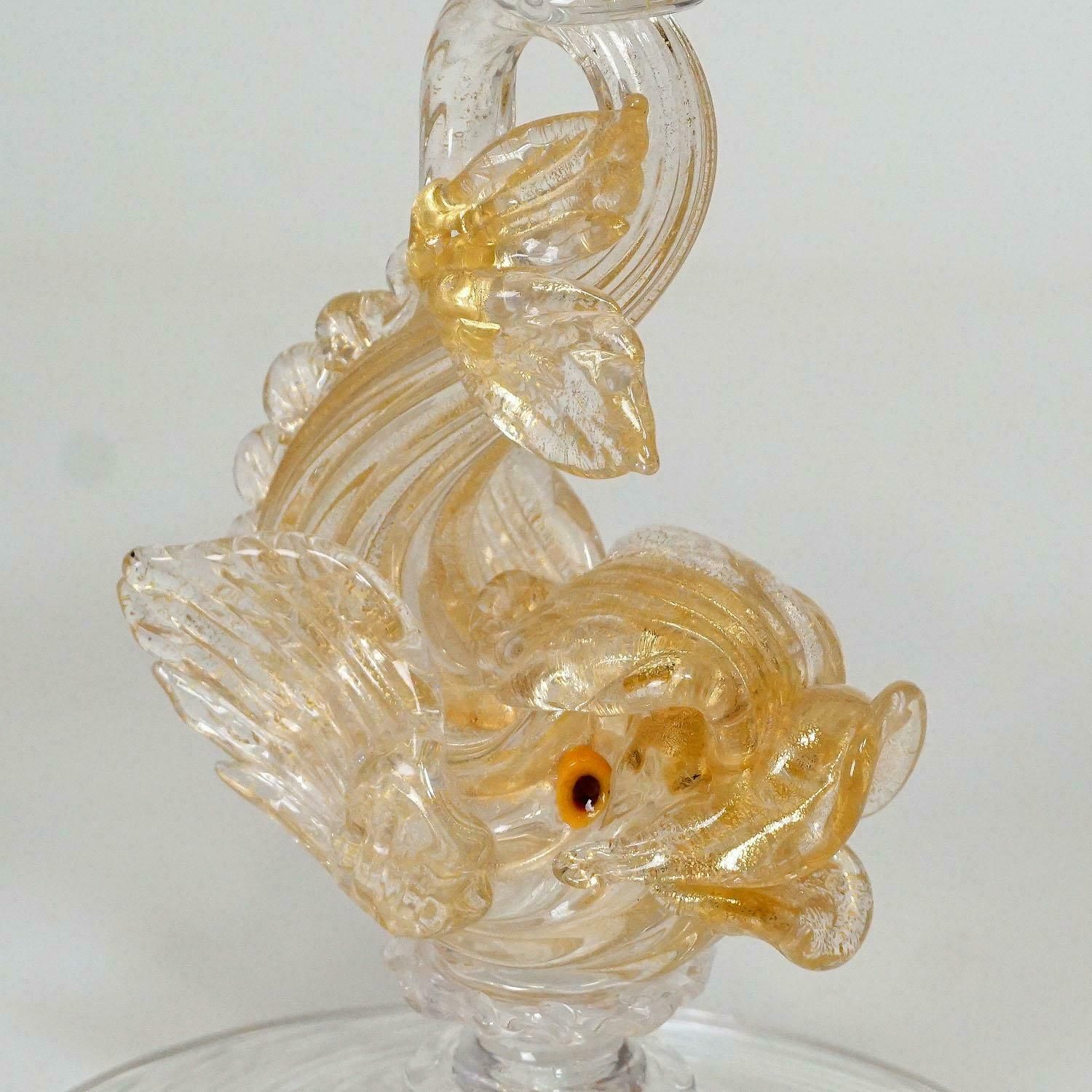 Archimede Seguso Glass Candle Stick With Dolphin Circa 1960s photo 1189.0