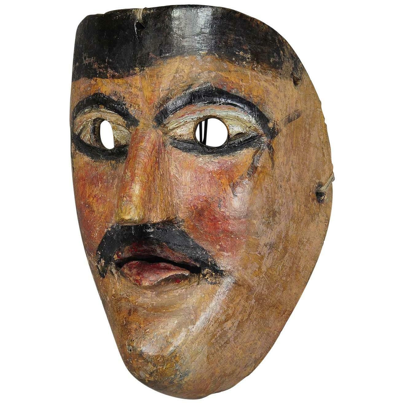 Nice Carved And Painted Tyrolian Carnival Fasnet Mask