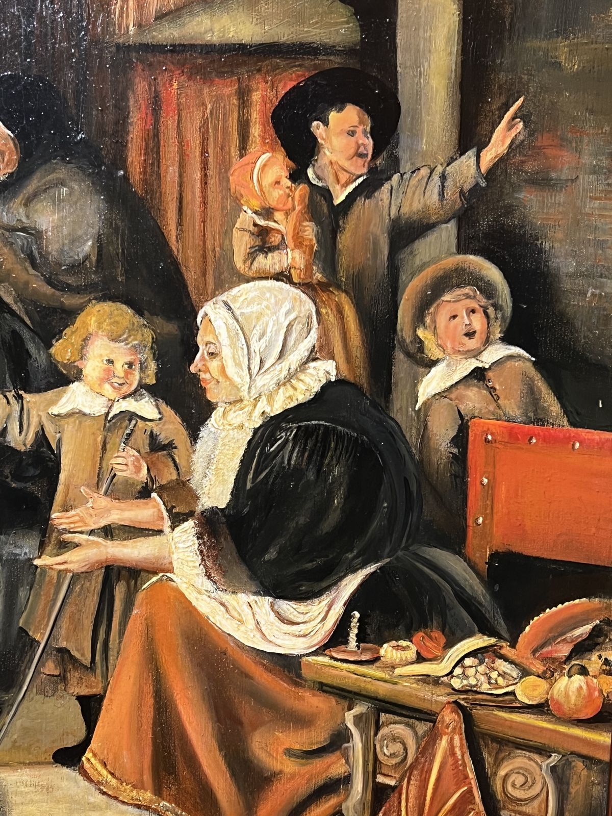 20th Century Tudor Interior Scene Titled 'The Feast Of St Nicholas' By Artist Joan Maxwell photo buy