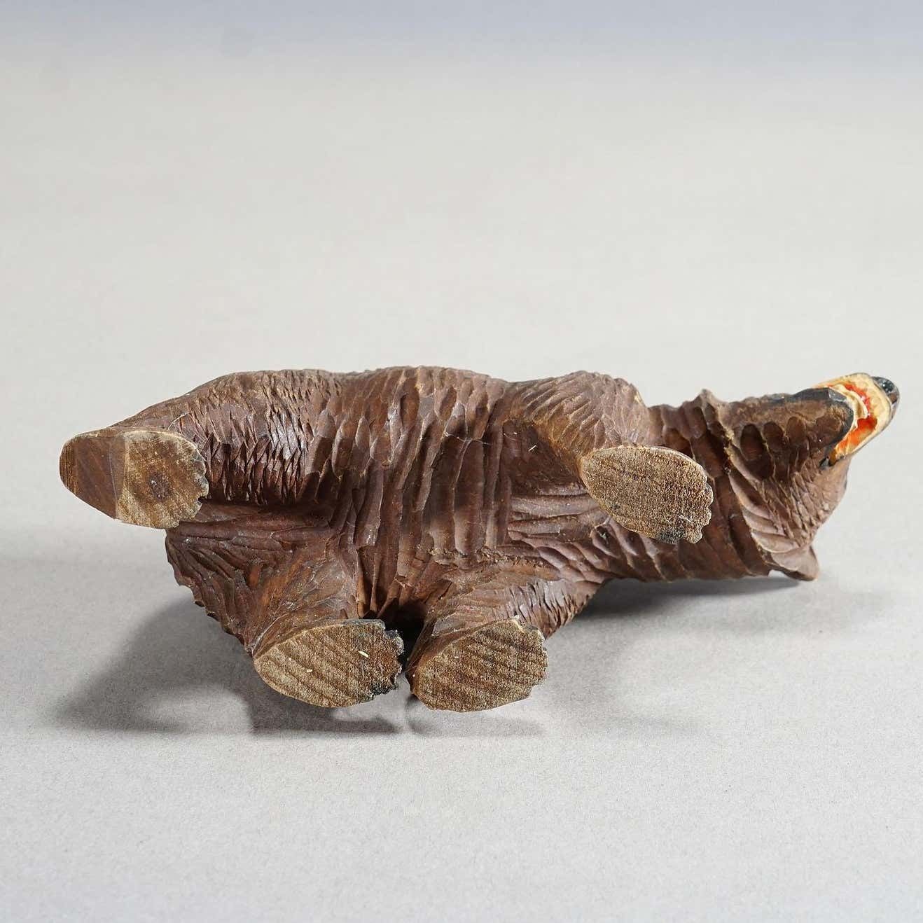 Vintage Wooden Strolling Bear Handcarved In Brienz Ca 1950 photo buy