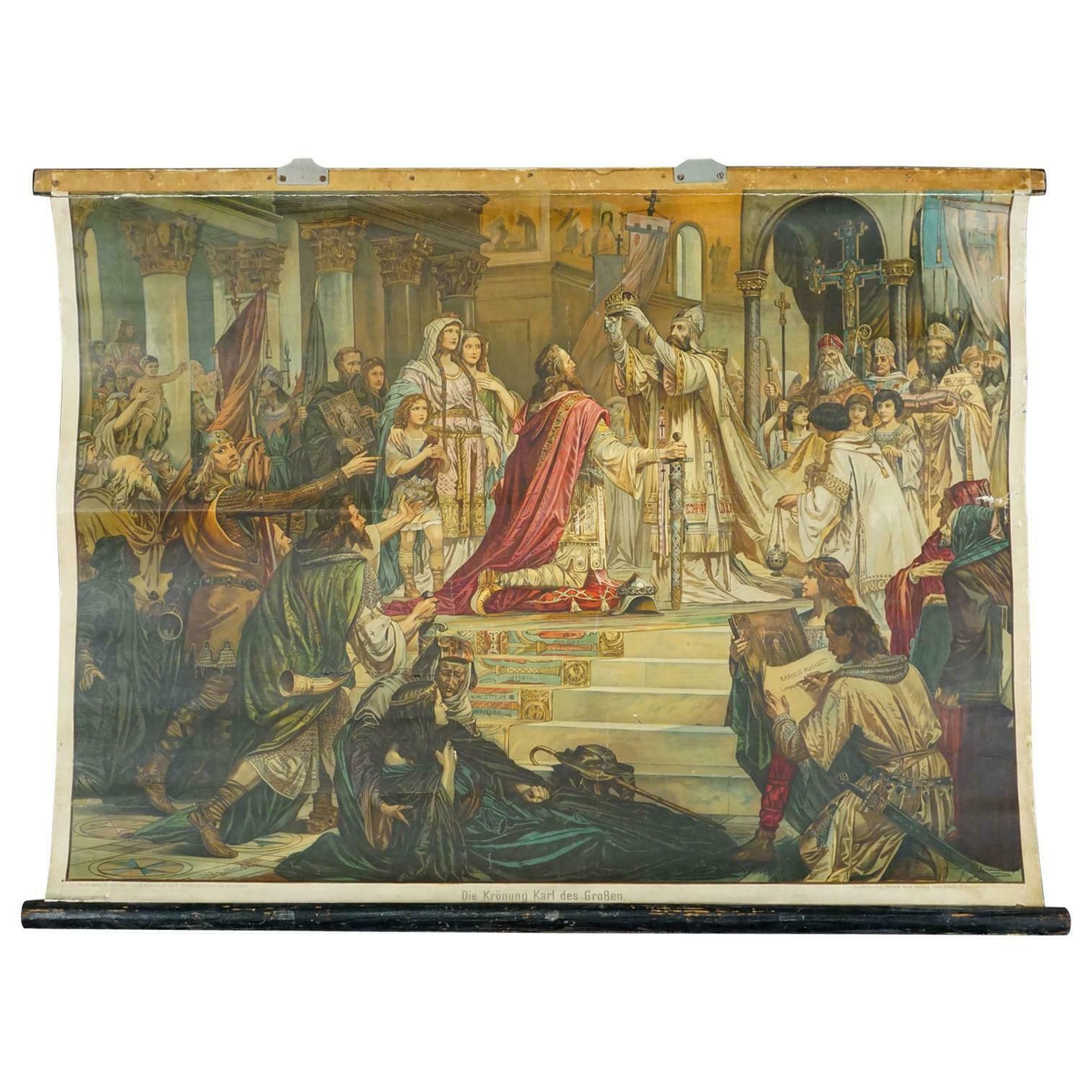 Vintage Pull Down Wall Chart About The Coronation Of Carl The Great