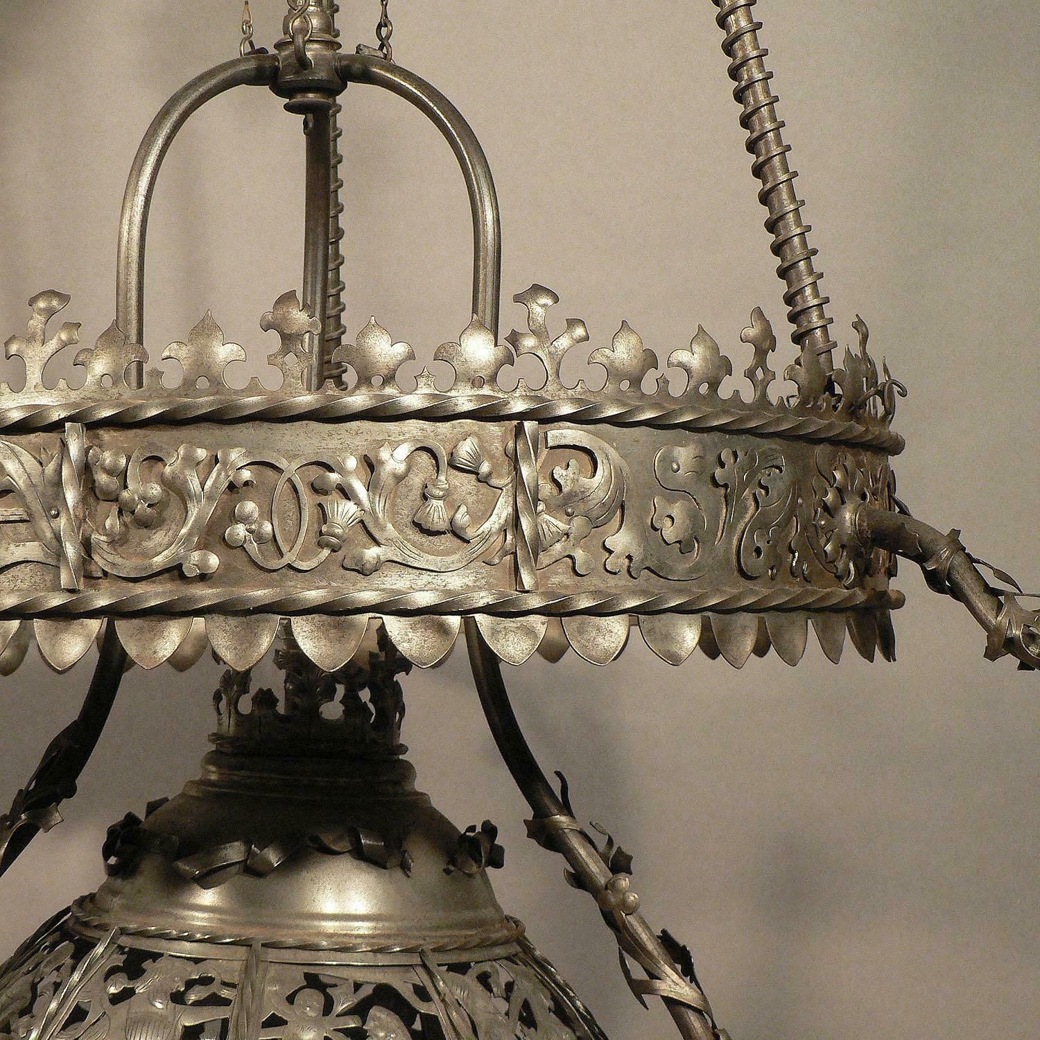 Antique Handforged Mediaeval Iron Lustre From A German Castle photo furniture