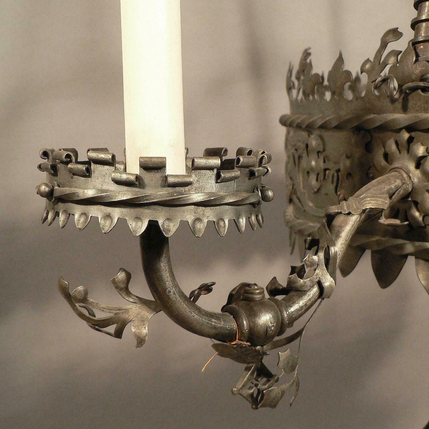 Antique Handforged Mediaeval Iron Lustre From A German Castle photo buy