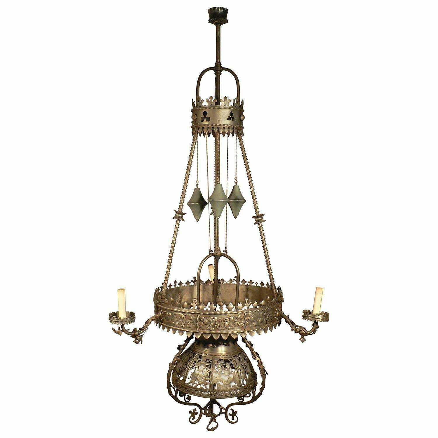 photo buy Antique Handforged Mediaeval Iron Lustre From A German Castle