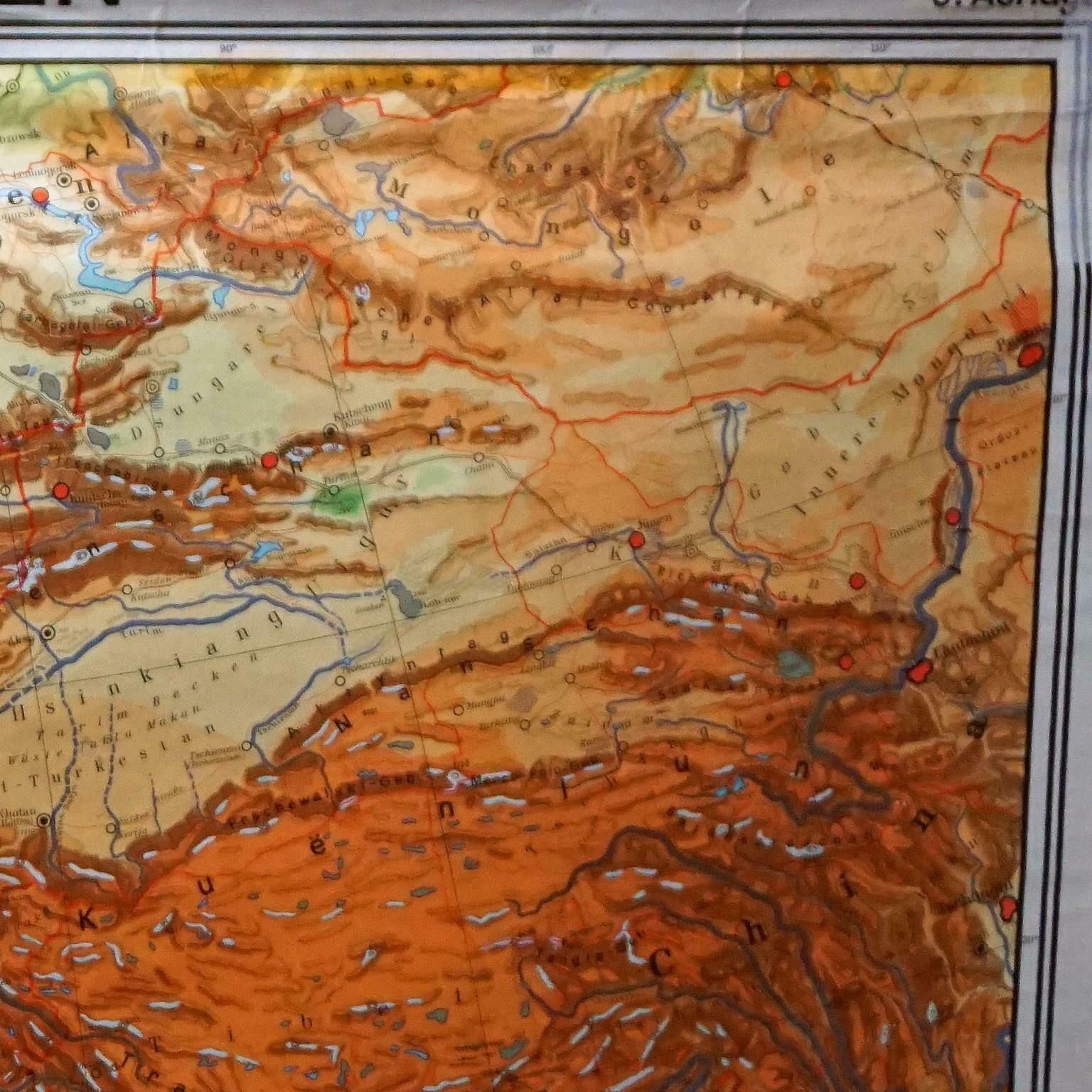 Middle East Saudia Arabia Israel India Map Rollable Mural Vintage Wall Chart photo Art
