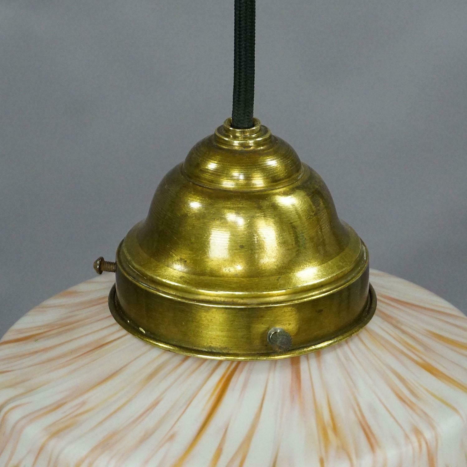 Vintage Pendant Light With White And Antique Pink Glass Shade, Circa 1950 photo 567.0