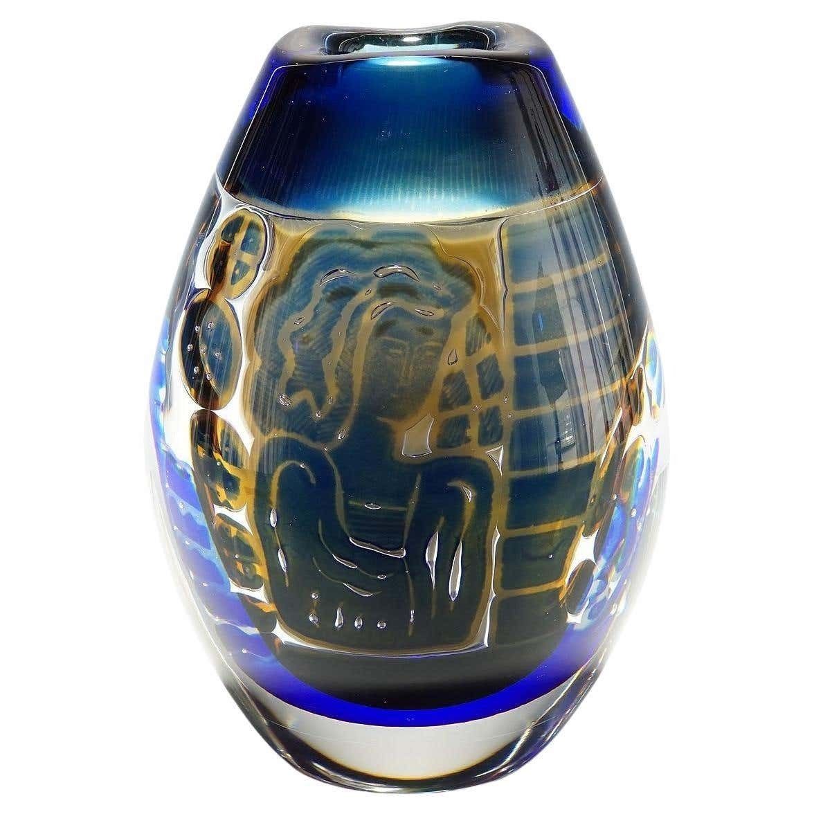 Ariel ''Gondoliere'' Vase By Edvin Oehrstroem For Orrefors, Sweden 1962