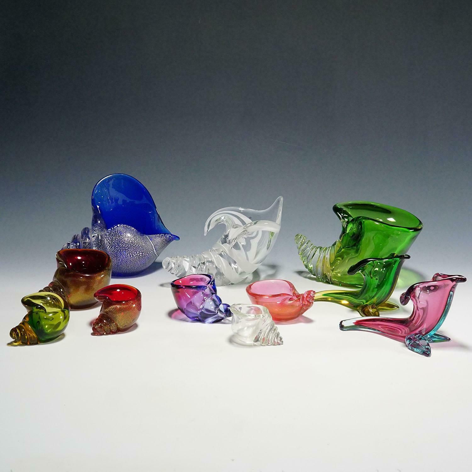 Collection Of 11 Murano Art Glass Cornucopia By Seguso 1950s 60s photo furniture