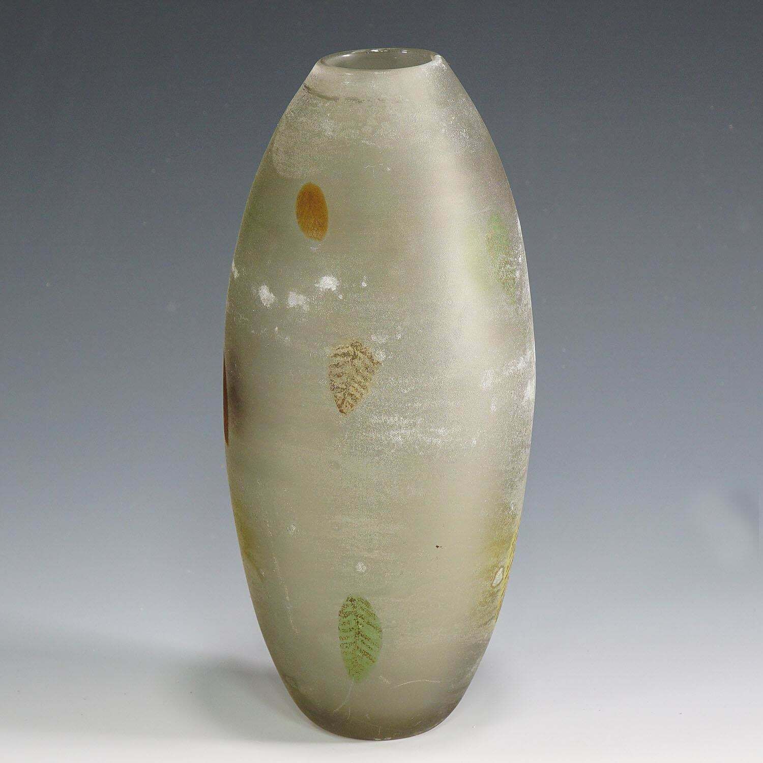 Gino Cenedese ''A Scavo'' Glass Vase With Fall Leaves
