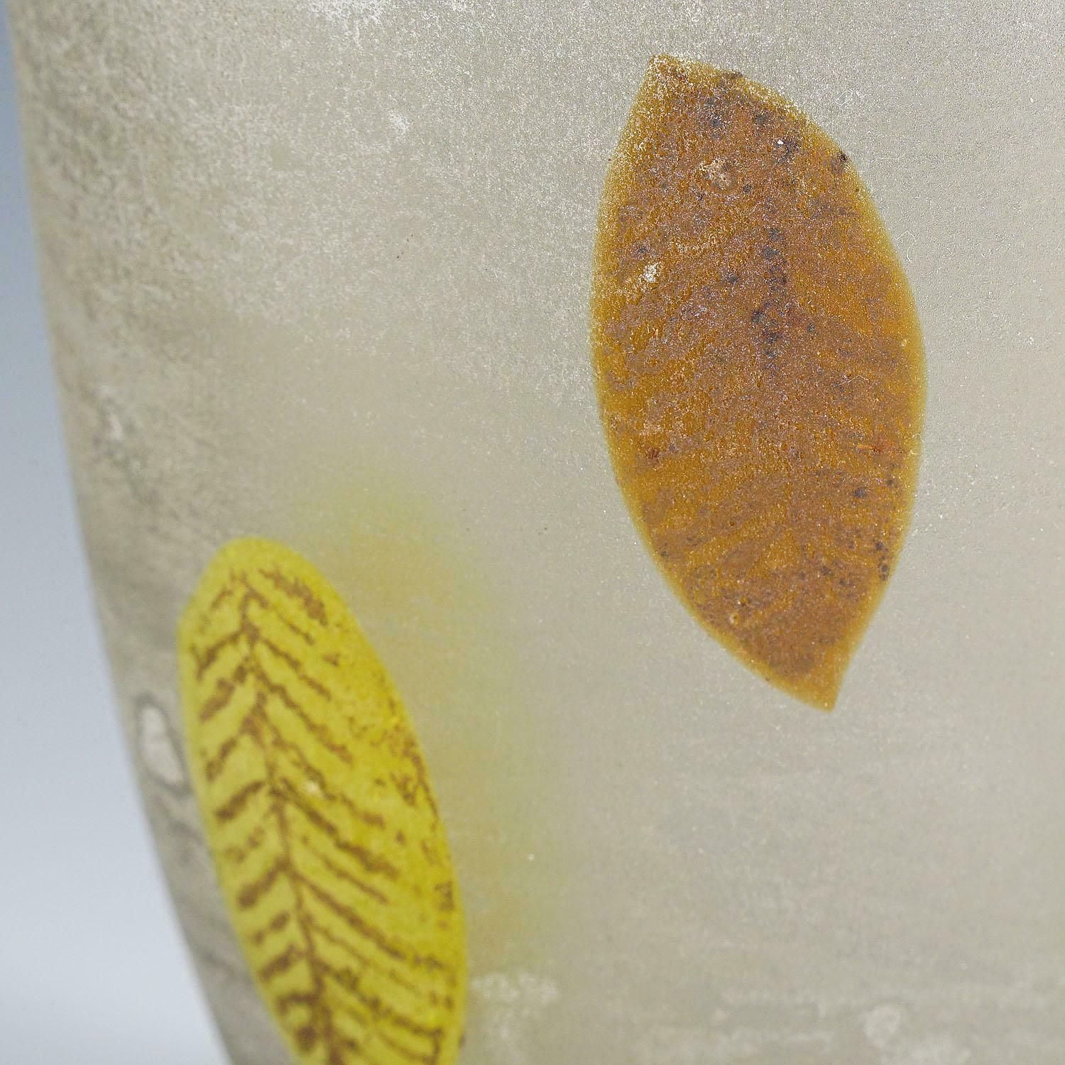 Gino Cenedese ''A Scavo'' Glass Vase With Fall Leaves photo 1822.0