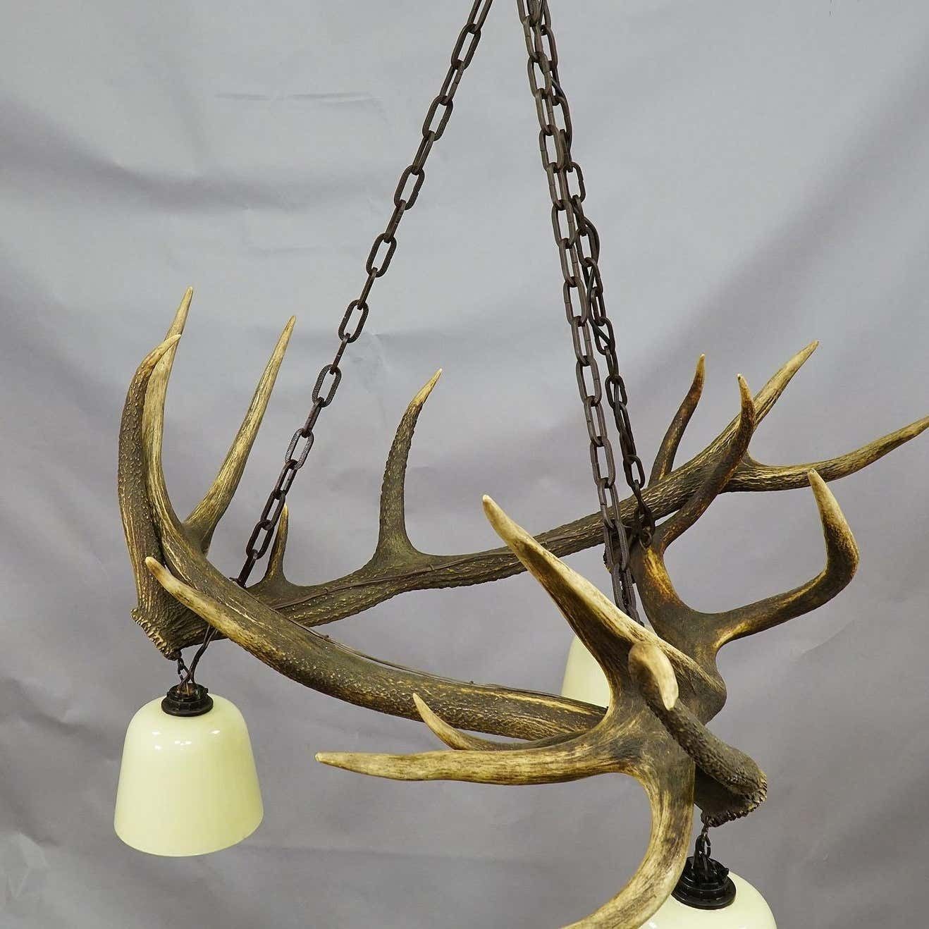 Rustic Antler Lamp With Deer Antlers photo Lighting
