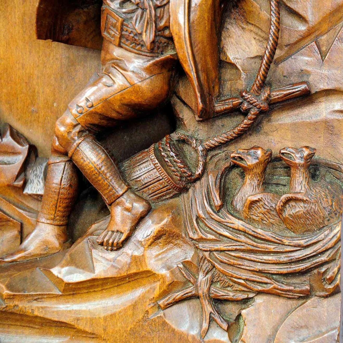 Relief Wood Carving Nest Robber, Black Forest Ca. 1890 photo 1077.0