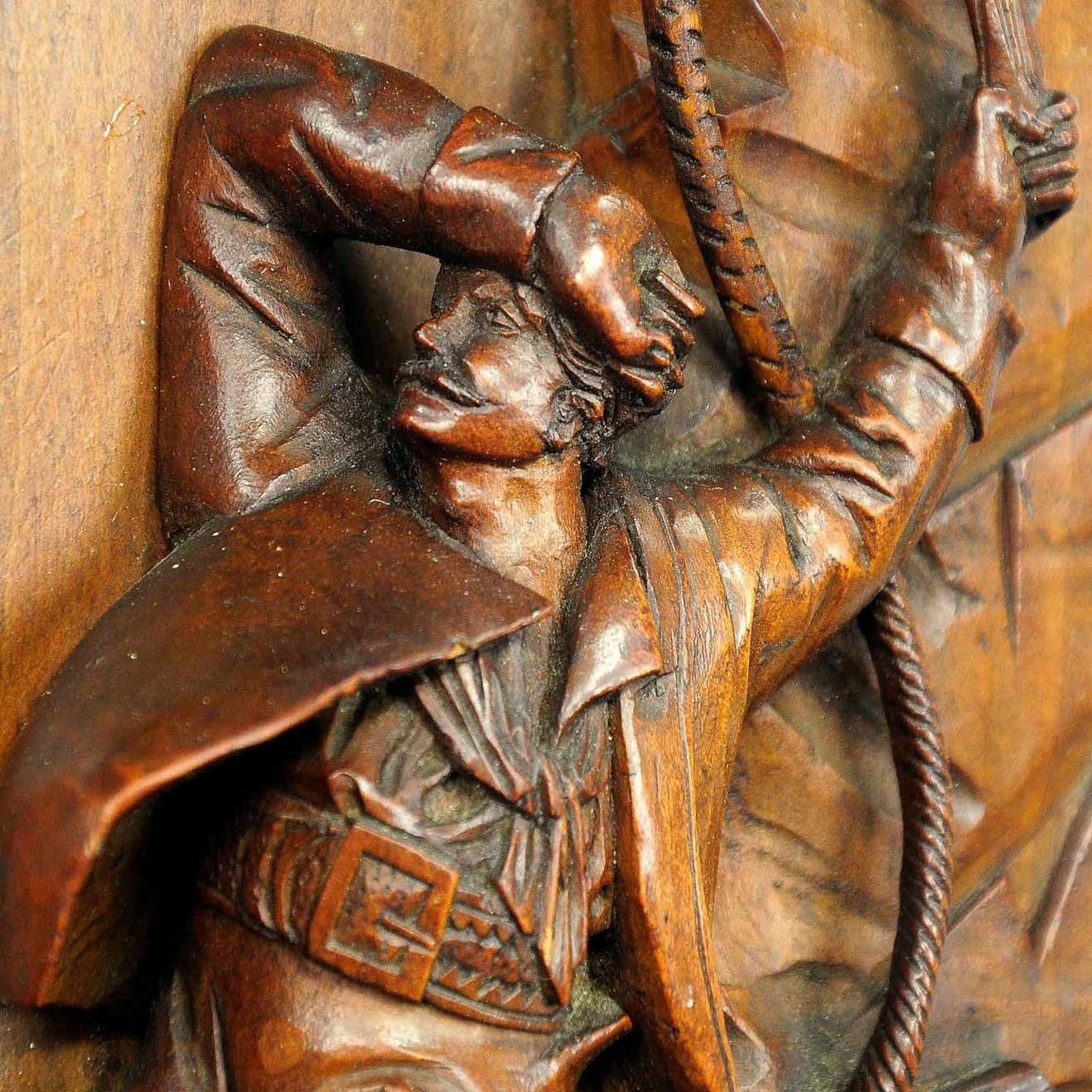 Relief Wood Carving Nest Robber, Black Forest Ca. 1890 photo vinterior