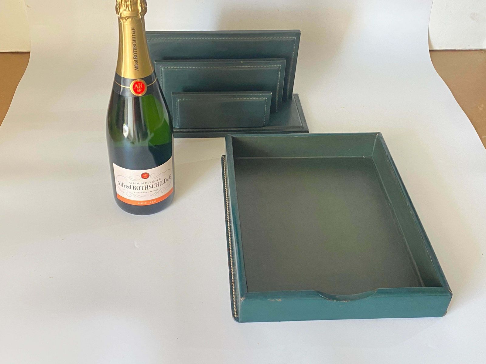 Home Decor Desk Accessories, Letter Holder By Jacques Adnet And Letter Tray Paper Holder photo