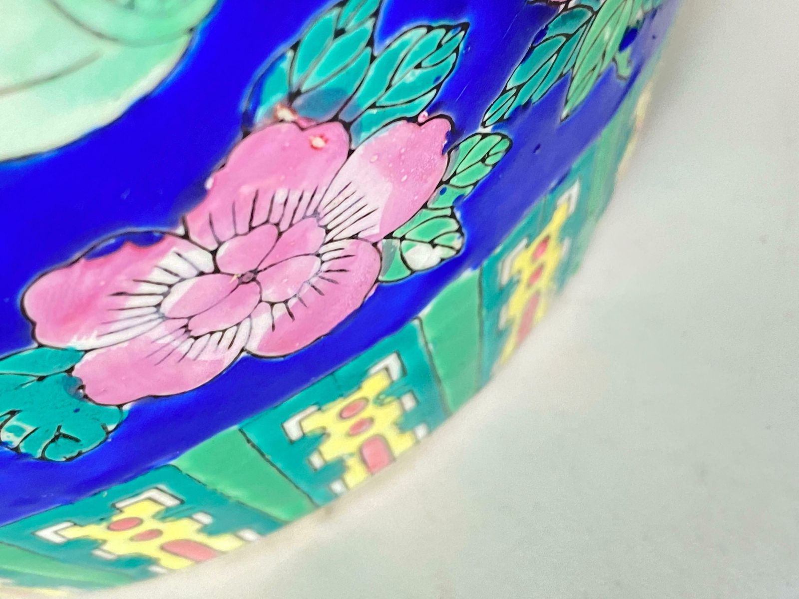 Table Lamp, Chinese, Porcelaine, Hand Painted, In A Vase Shape, China Circa 1940 photo vintage