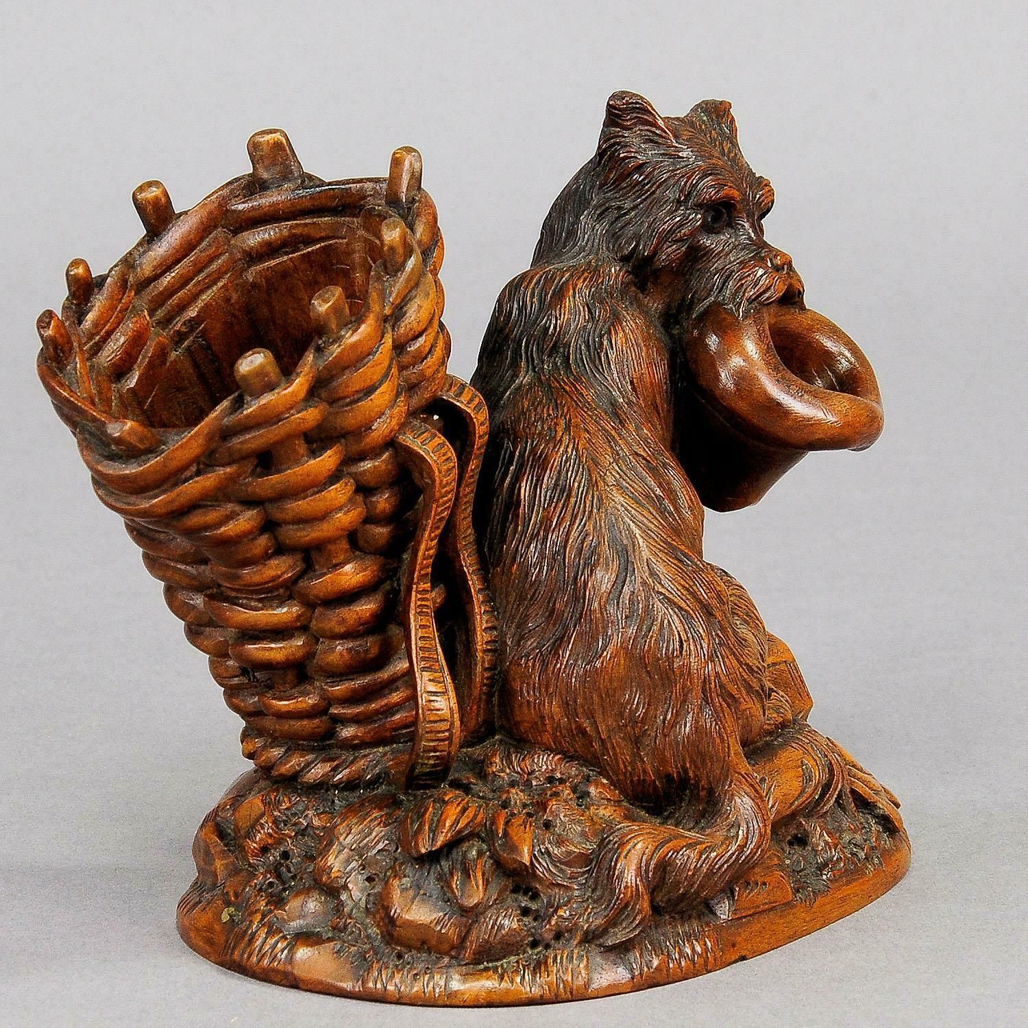 Black Forest Wooden Carved Begging Dog, Brienz, Ca. 1900 photo Art